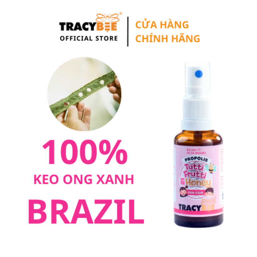 Keo ong xanh Tracybee Propolis Tutti Frutti & Honey – Giảm ho rát họng, viêm họng (Vị Trái Cây)